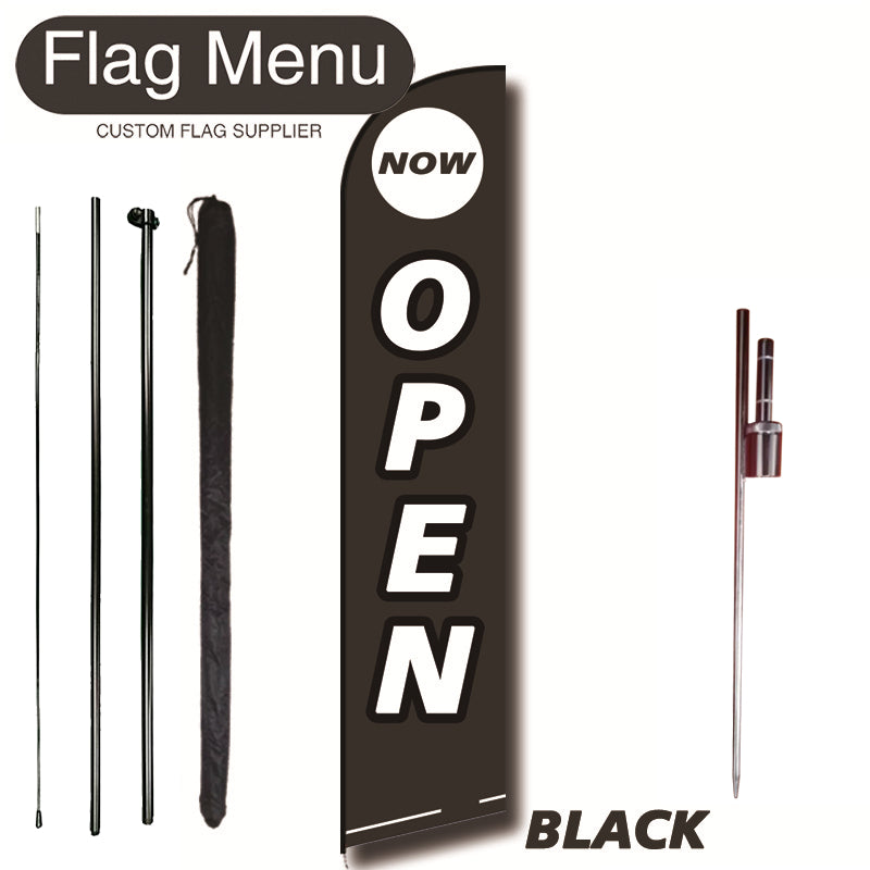 11.3ft Feather Flag Kit With Spike-OPEN-feather flag kit-FlagMenu-BLACK-Flag Menu