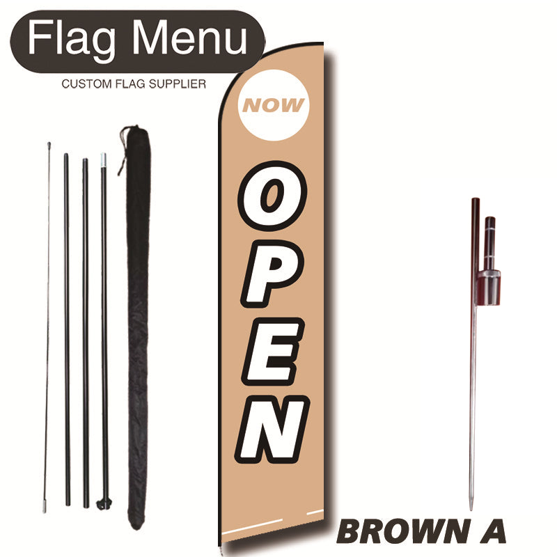 15ft Feather Flag Kit With Spike-OPEN-feather flag kit-FlagMenu-BROWN A-Flag Menu
