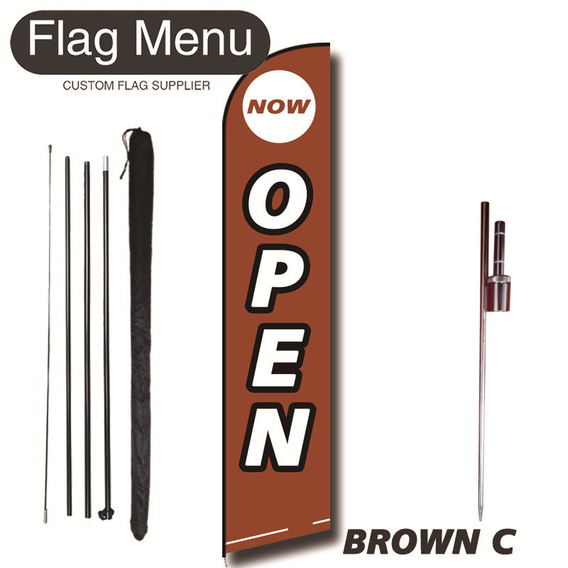 15ft Feather Flag Kit With Spike-OPEN-feather flag kit-FlagMenu-BROWN C-Flag Menu