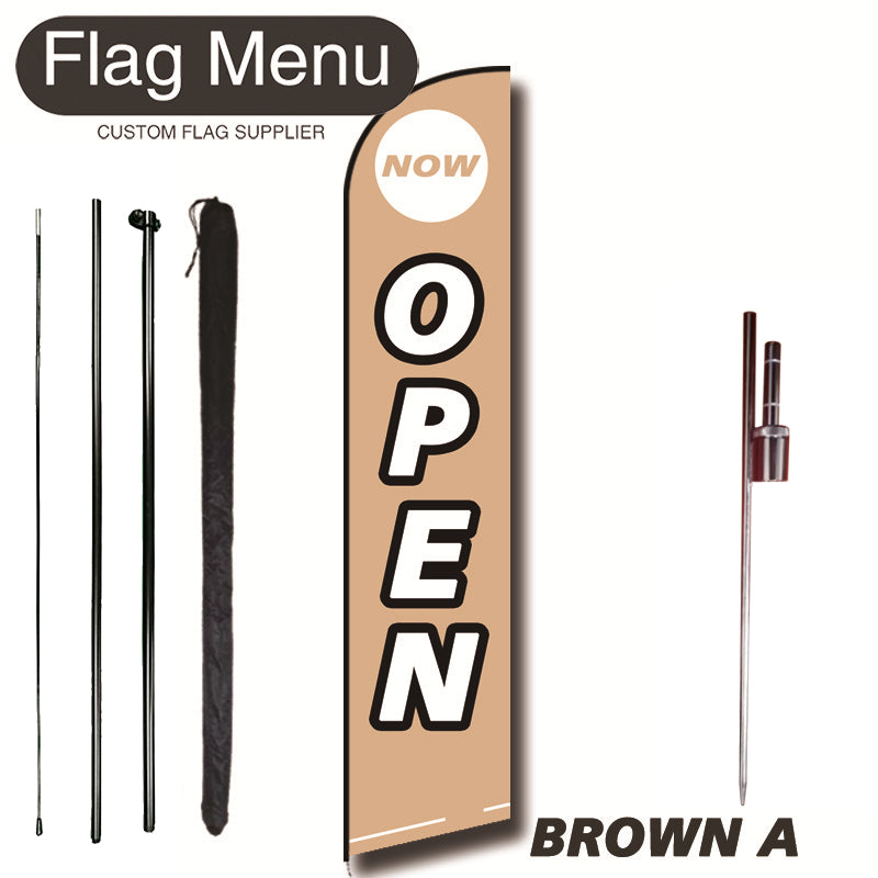 11.3ft Feather Flag Kit With Spike-OPEN-feather flag kit-FlagMenu-BROWN A-Flag Menu