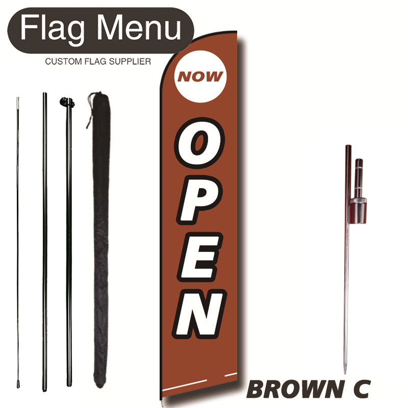 11.3ft Feather Flag Kit With Spike-OPEN-feather flag kit-FlagMenu-BROWN C-Flag Menu