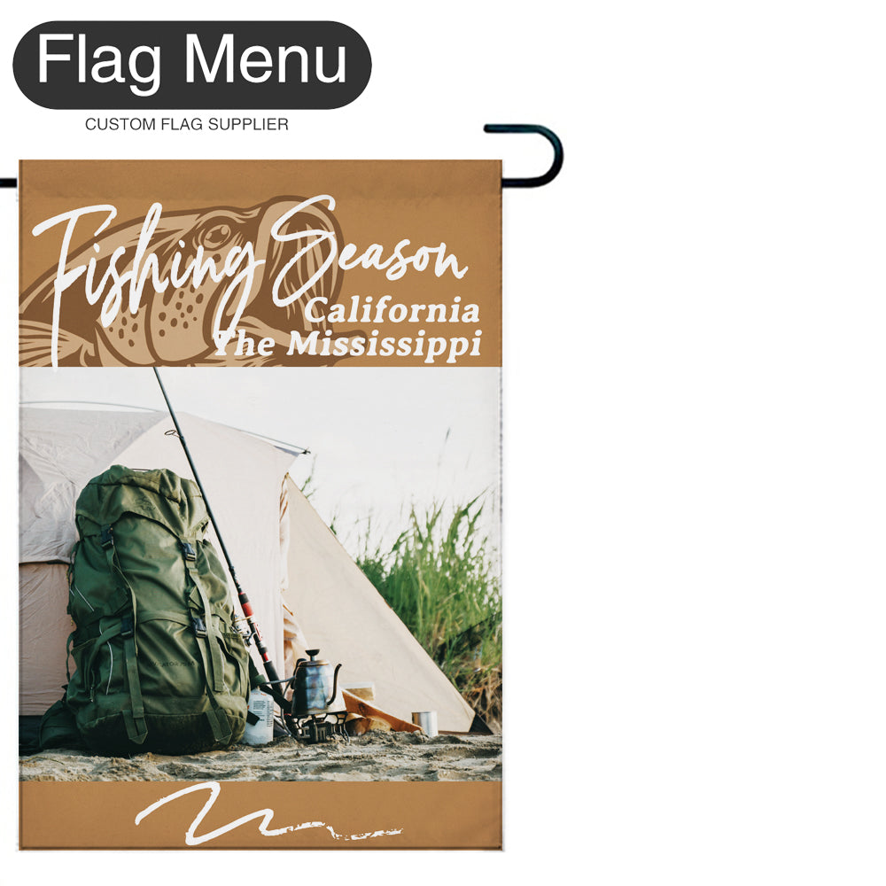Welcome Flag - Canvas - Fishing Season - Bass Fishing D-Camel-12"x18"-Flag Menu