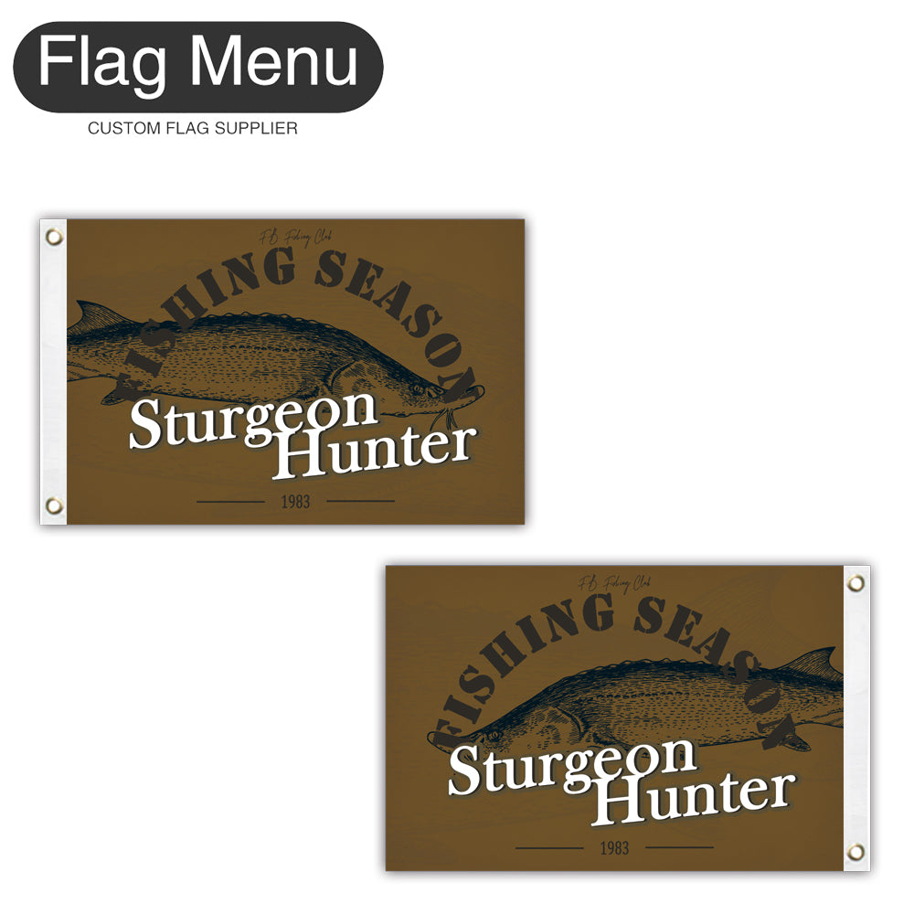 12"x18" Fishing Season Yacht Flag - Sturgeon-Brown A-Two-Grommets-Flag Menu