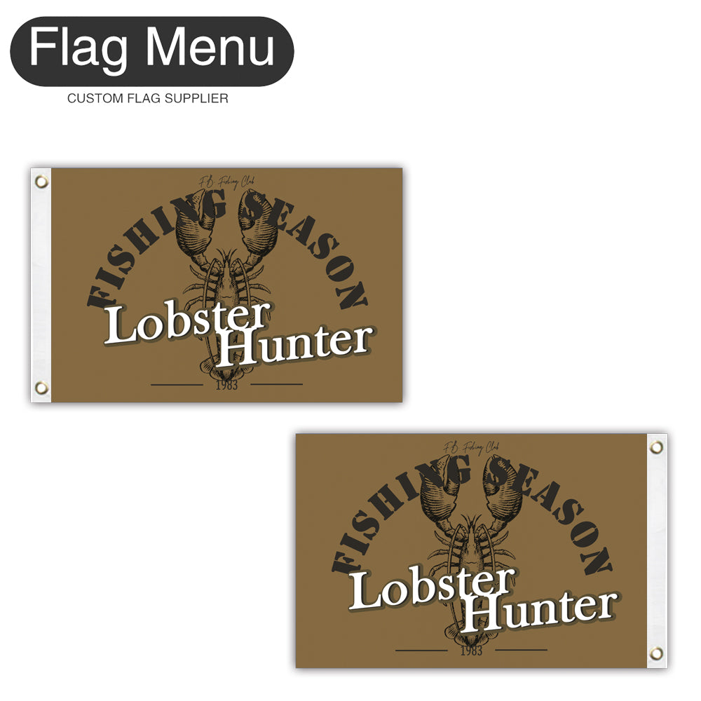 12"x18" Fishing Season Yacht Flag - Lobster-Brown B-Two-Grommets-Flag Menu