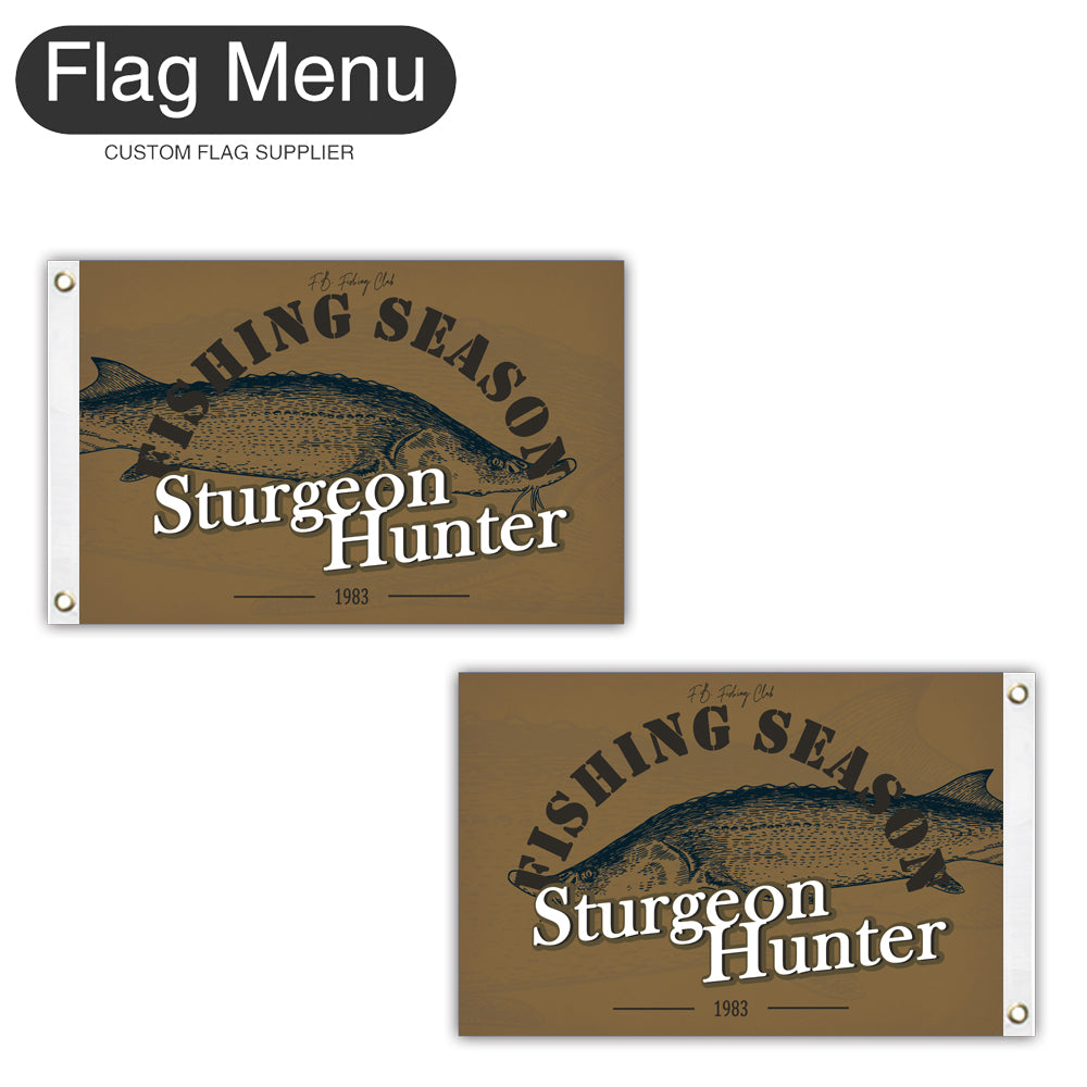12"x18" Fishing Season Yacht Flag - Sturgeon-Brown B-Two-Grommets-Flag Menu