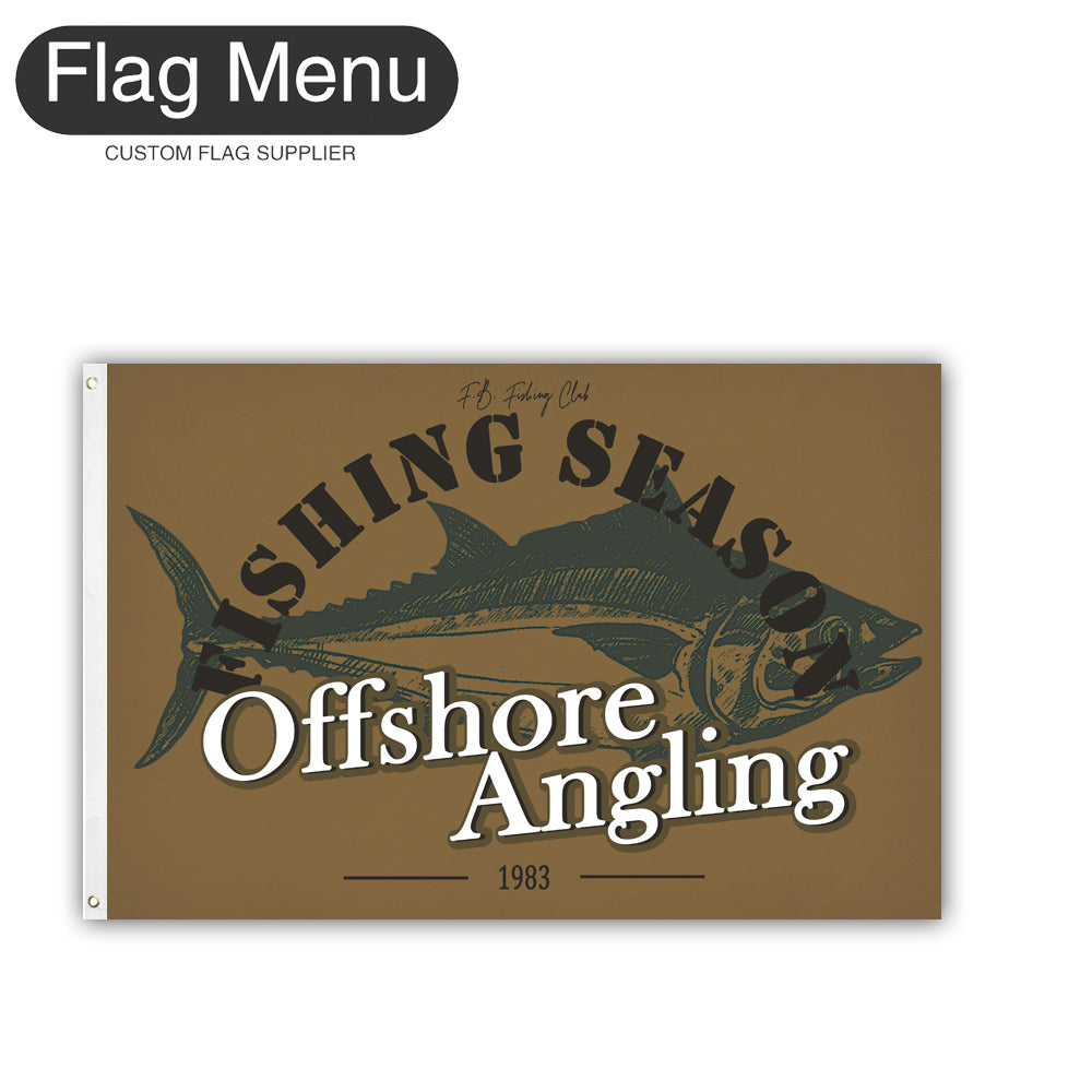 2'x3' Fishing Season Yacht Flag - Tuna-Brown B-Two-Grommets-Flag Menu