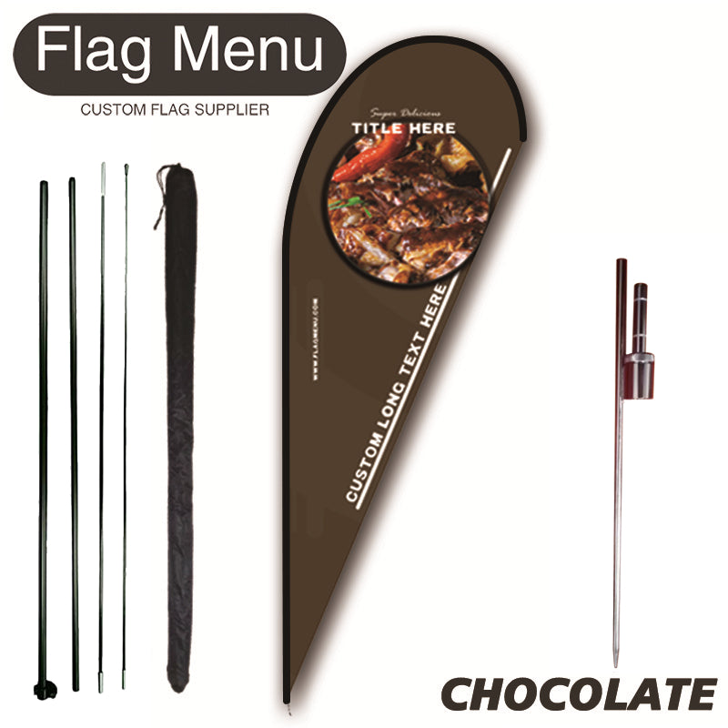 15ft Teardrop Flag Kit With Spike- 300D Oxford(TOUGH)-CHOCOLATE-Flag Menu