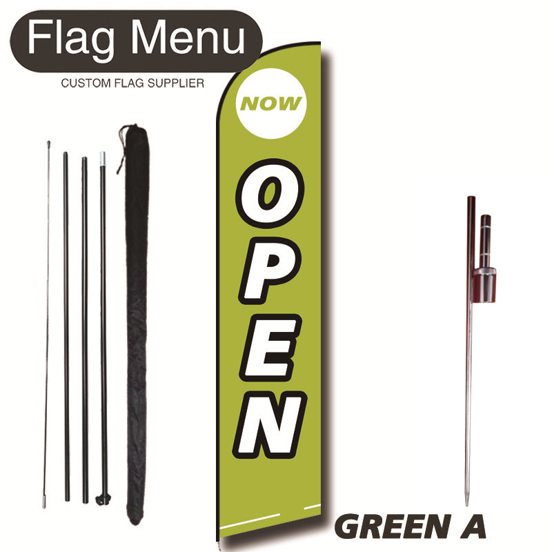 15ft Feather Flag Kit With Spike-OPEN-feather flag kit-FlagMenu-GREEN A-Flag Menu