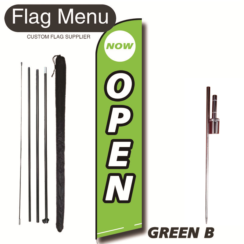 15ft Feather Flag Kit With Spike-OPEN-feather flag kit-FlagMenu-GREEN B-Flag Menu