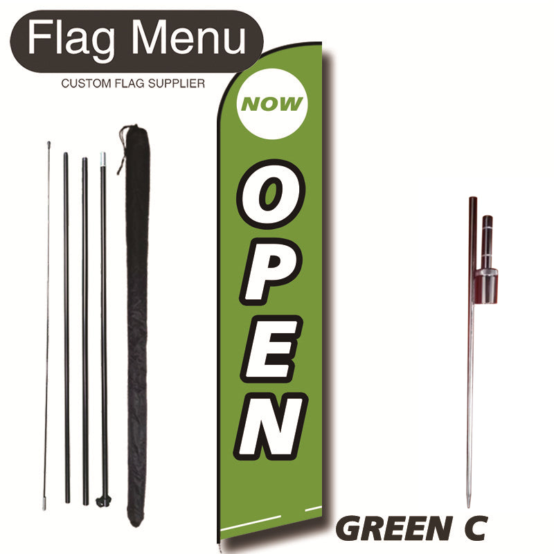 15ft Feather Flag Kit With Spike-OPEN-feather flag kit-FlagMenu-GREEN C-Flag Menu