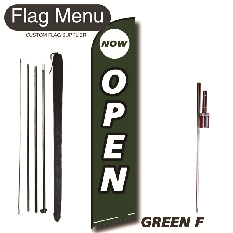 15ft Feather Flag Kit With Spike-OPEN-feather flag kit-FlagMenu-GREEN F-Flag Menu