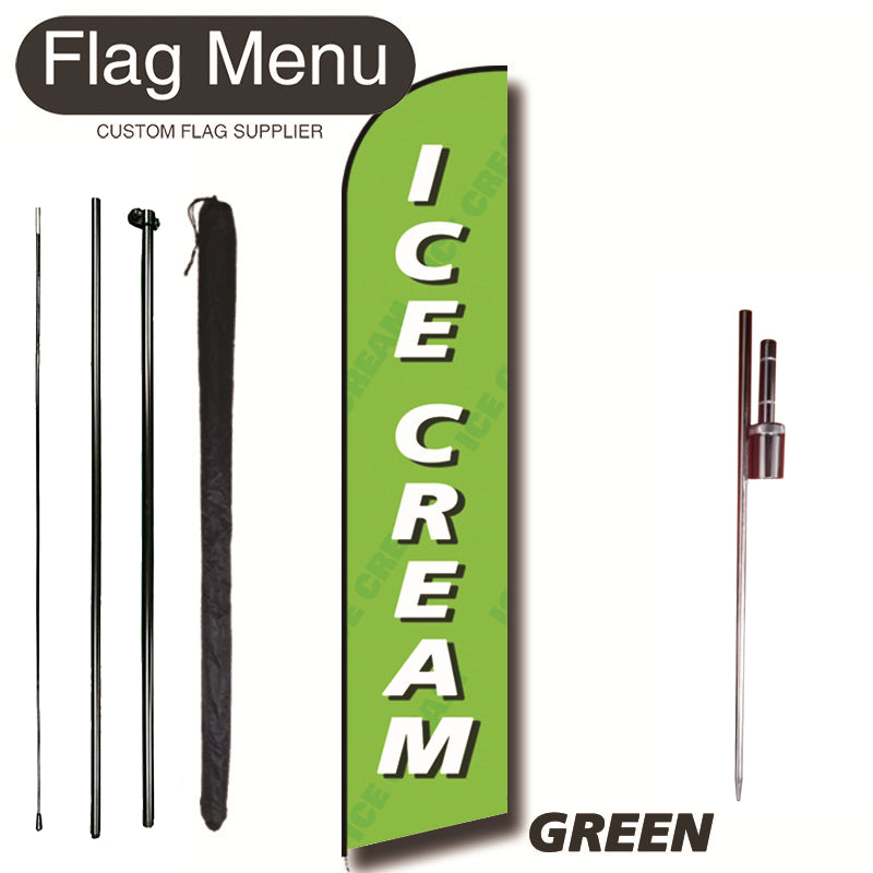 11.3ft Feather Flag Kit With Spike-WATER MARK-feather flag kit-FlagMenu-GREEN-Flag Menu