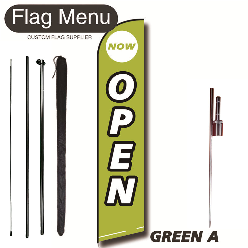 11.3ft Feather Flag Kit With Spike-OPEN-feather flag kit-FlagMenu-GREEN A-Flag Menu