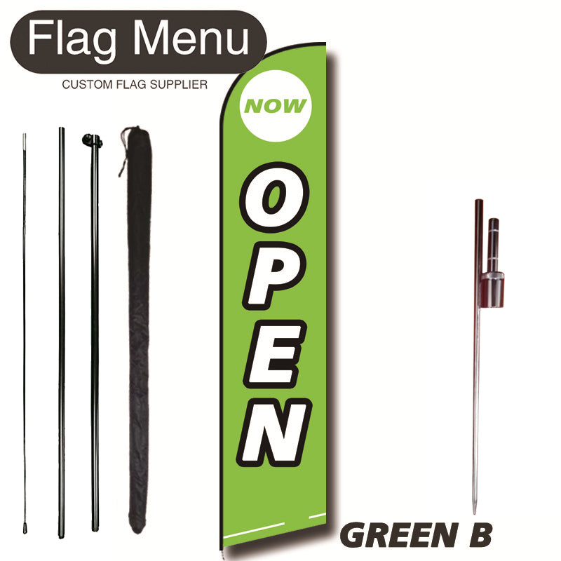 11.3ft Feather Flag Kit With Spike-OPEN-feather flag kit-FlagMenu-GREEN B-Flag Menu