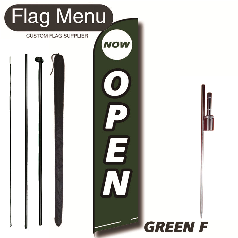 11.3ft Feather Flag Kit With Spike-OPEN-feather flag kit-FlagMenu-GREEN F-Flag Menu
