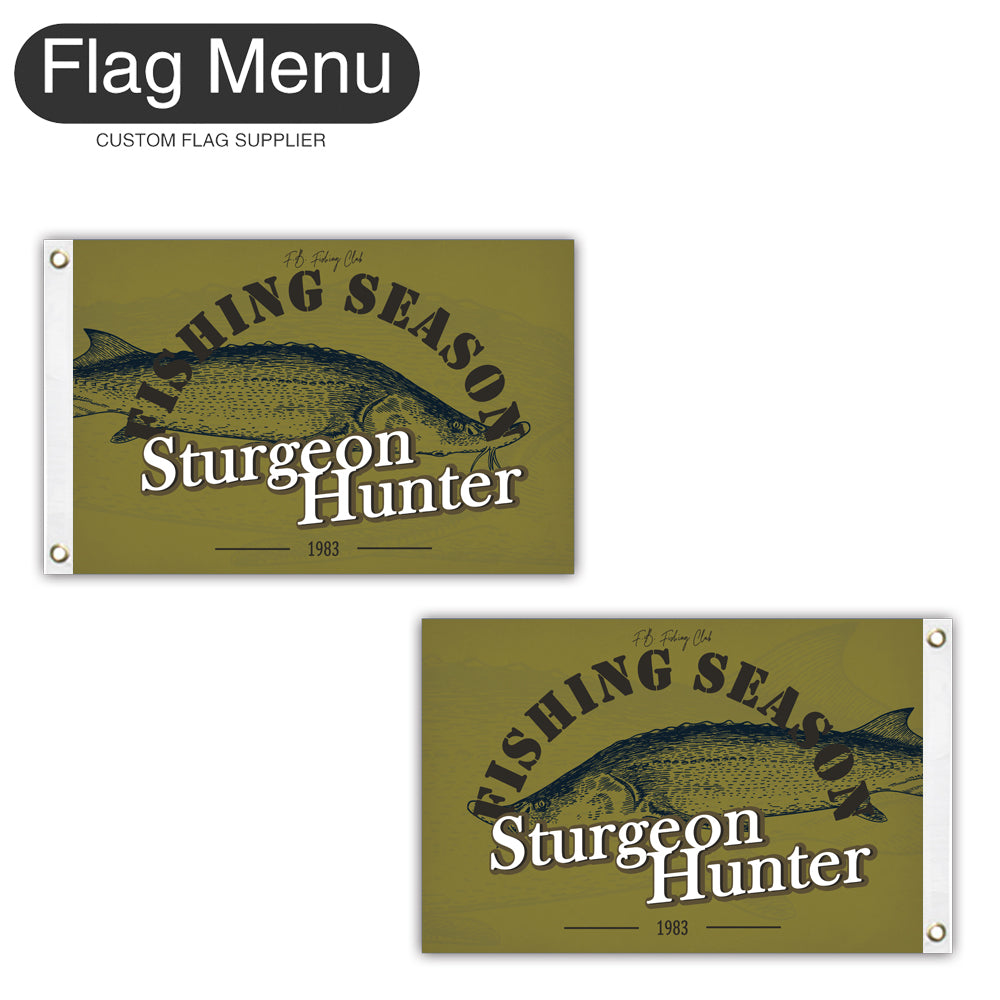 12"x18" Fishing Season Yacht Flag - Sturgeon-Green A-Two-Grommets-Flag Menu