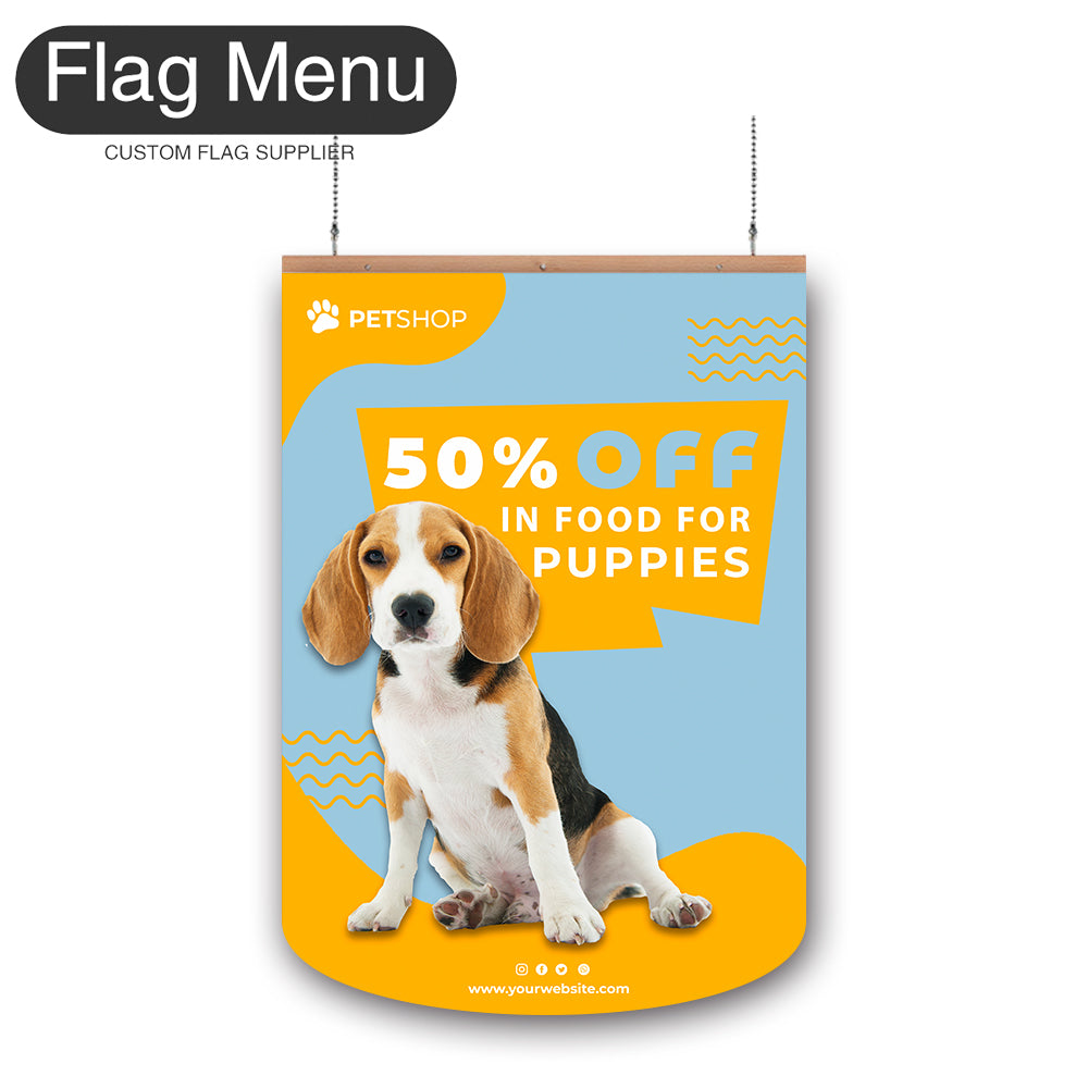 Pet Vinyl Hanging Banner - Double Sided-Round-Flag Menu