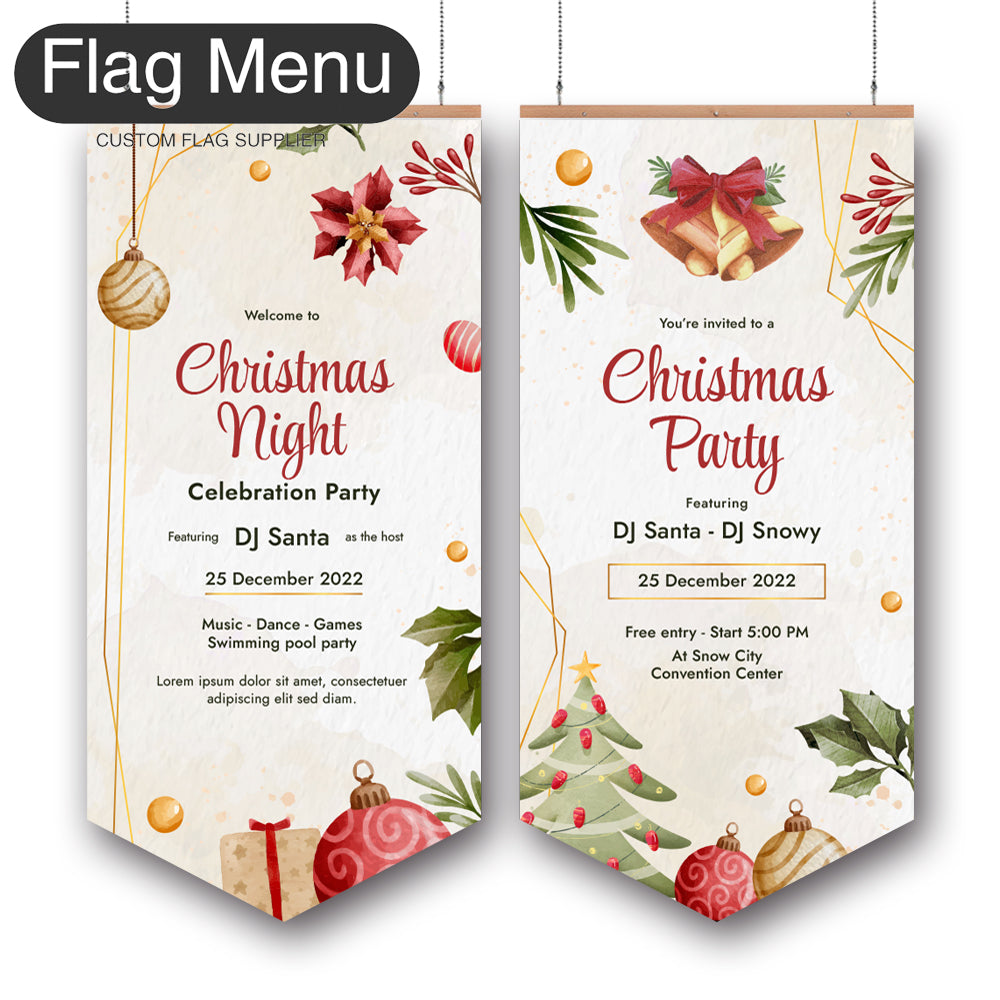 24"x54" Christmas Vinyl Hanging Banner - Doule Sided-Pennant-Christmas Decoration