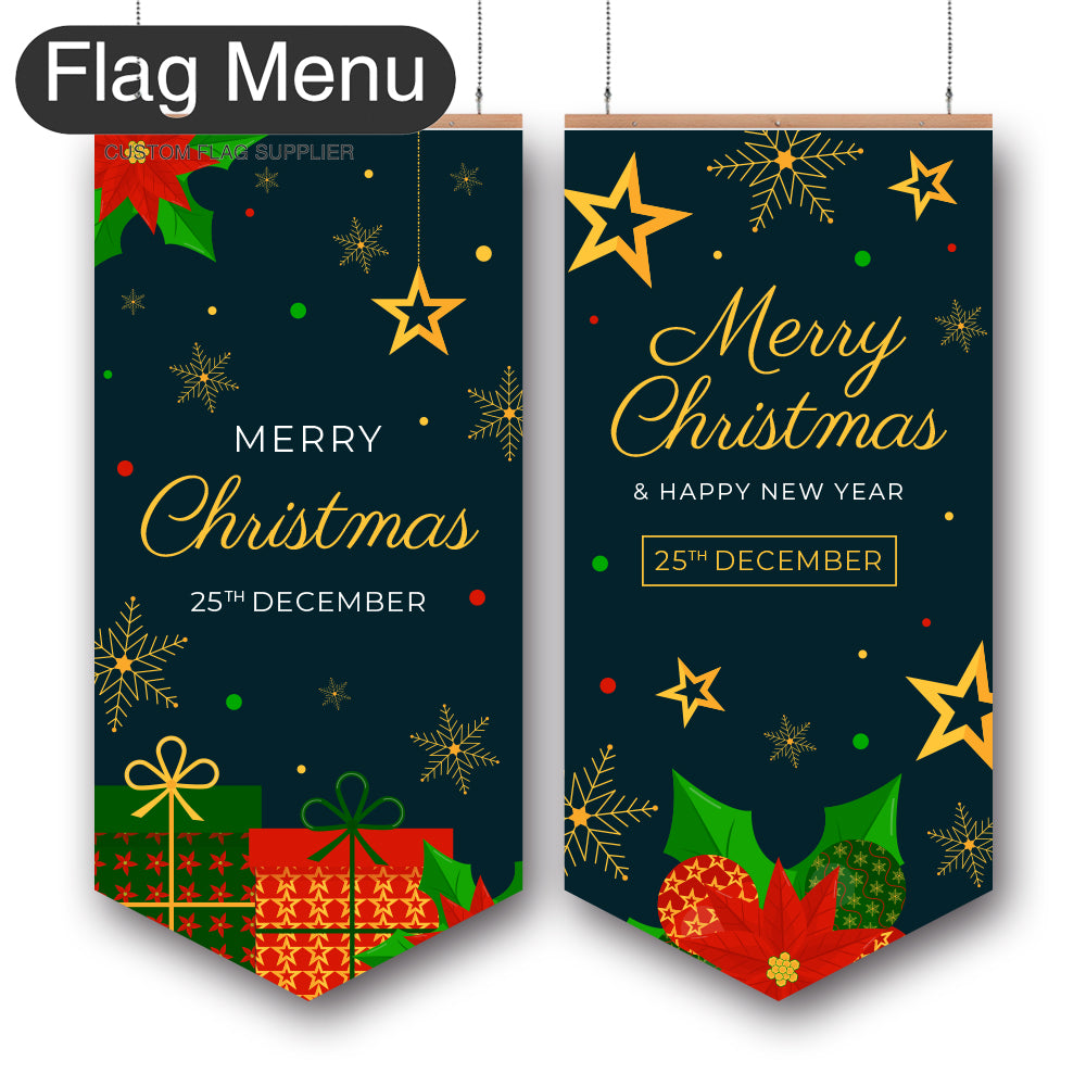 24"x54" Christmas Vinyl Hanging Banner - Doule Sided-Pennant-Christmas Decoration