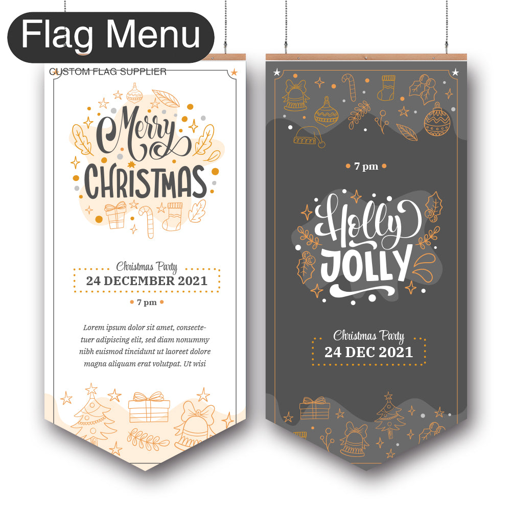 24"x54" Christmas Vinyl Hanging Banner - Doule Sided-Pennant-Christmas Decoration