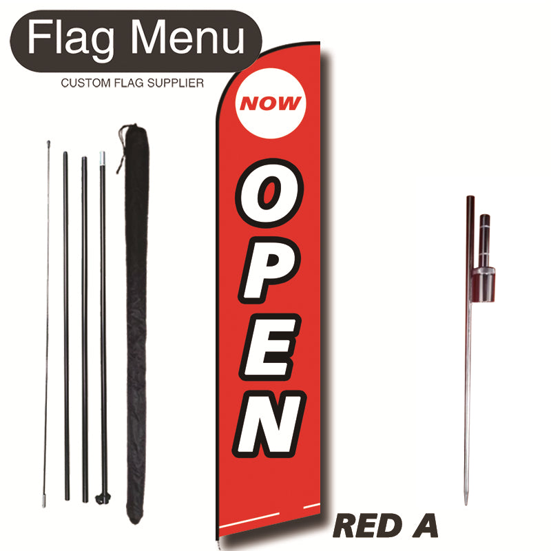 15ft Feather Flag Kit With Spike-OPEN-feather flag kit-FlagMenu-RED A-Flag Menu