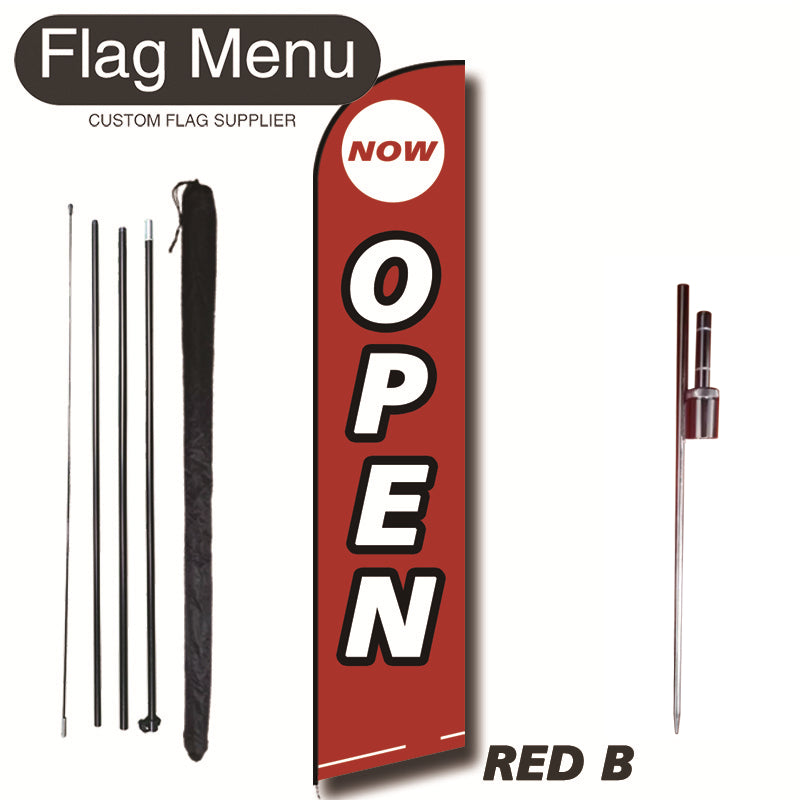 15ft Feather Flag Kit With Spike-OPEN-feather flag kit-FlagMenu-RED B-Flag Menu