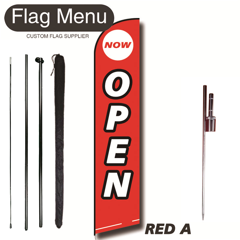 11.3ft Feather Flag Kit With Spike-OPEN-feather flag kit-FlagMenu-RED A-Flag Menu