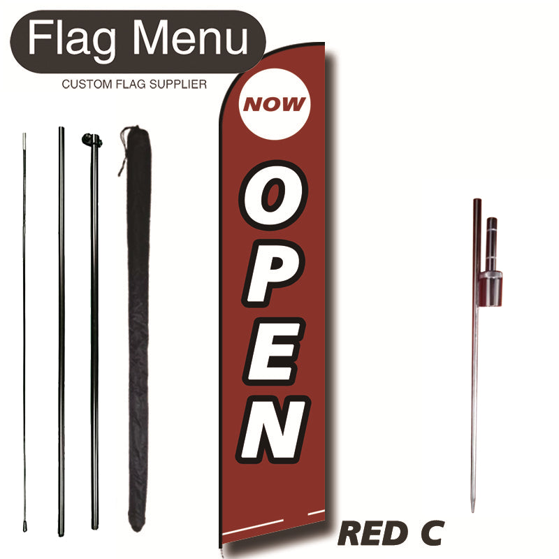 11.3ft Feather Flag Kit With Spike-OPEN-feather flag kit-FlagMenu-RED C-Flag Menu