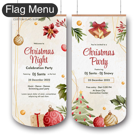 24"x54" Christmas Vinyl Hanging Banner - Doule Sided-Round-Christmas Decoration