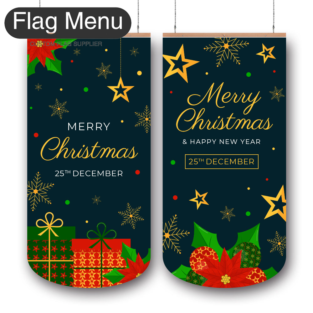 24"x54" Christmas Vinyl Hanging Banner - Doule Sided-Round-Christmas Decoration