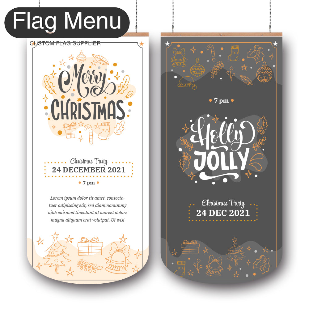24"x54" Christmas Vinyl Hanging Banner - Doule Sided-Round-Christmas Decoration