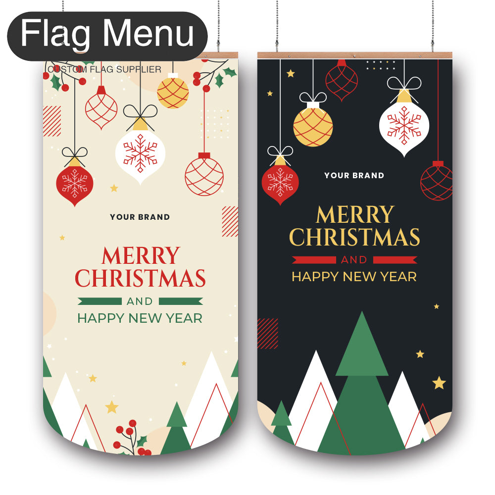 24"x54" Christmas Vinyl Hanging Banner - Doule Sided-Round-Christmas Decoration