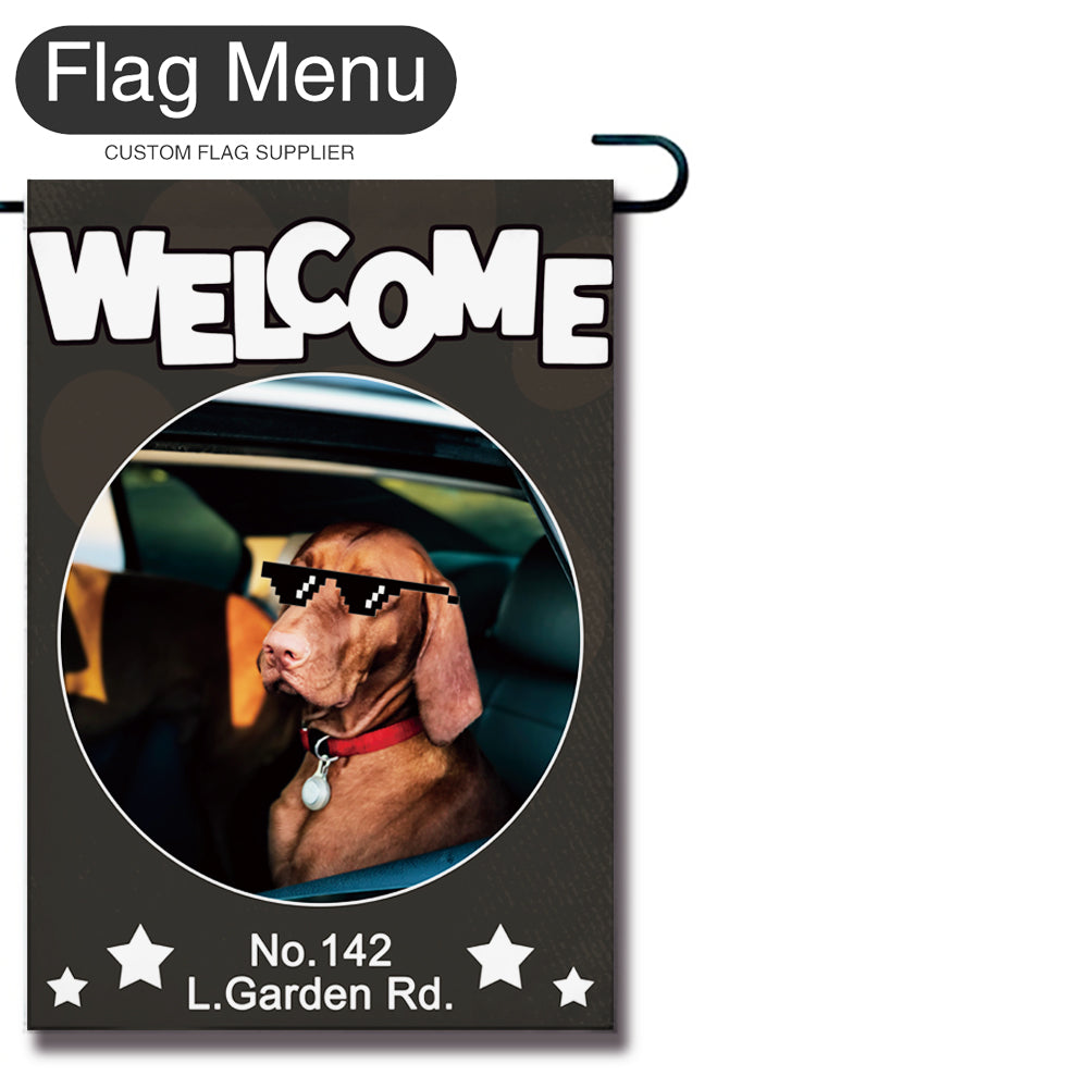 Pet Frame Welcome Flag - B - Canvas-28"x40"-Flag Menu
