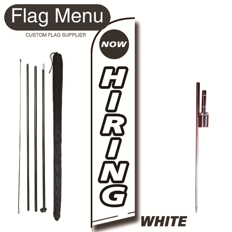 15ft Sharkfin Flag Kit With Spike-HIRING-WHITE-Flag Menu