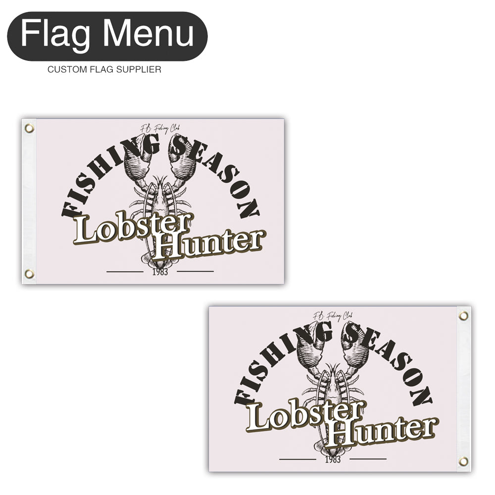 12"x18" Fishing Season Yacht Flag - Lobster-White-Two-Grommets-Flag Menu