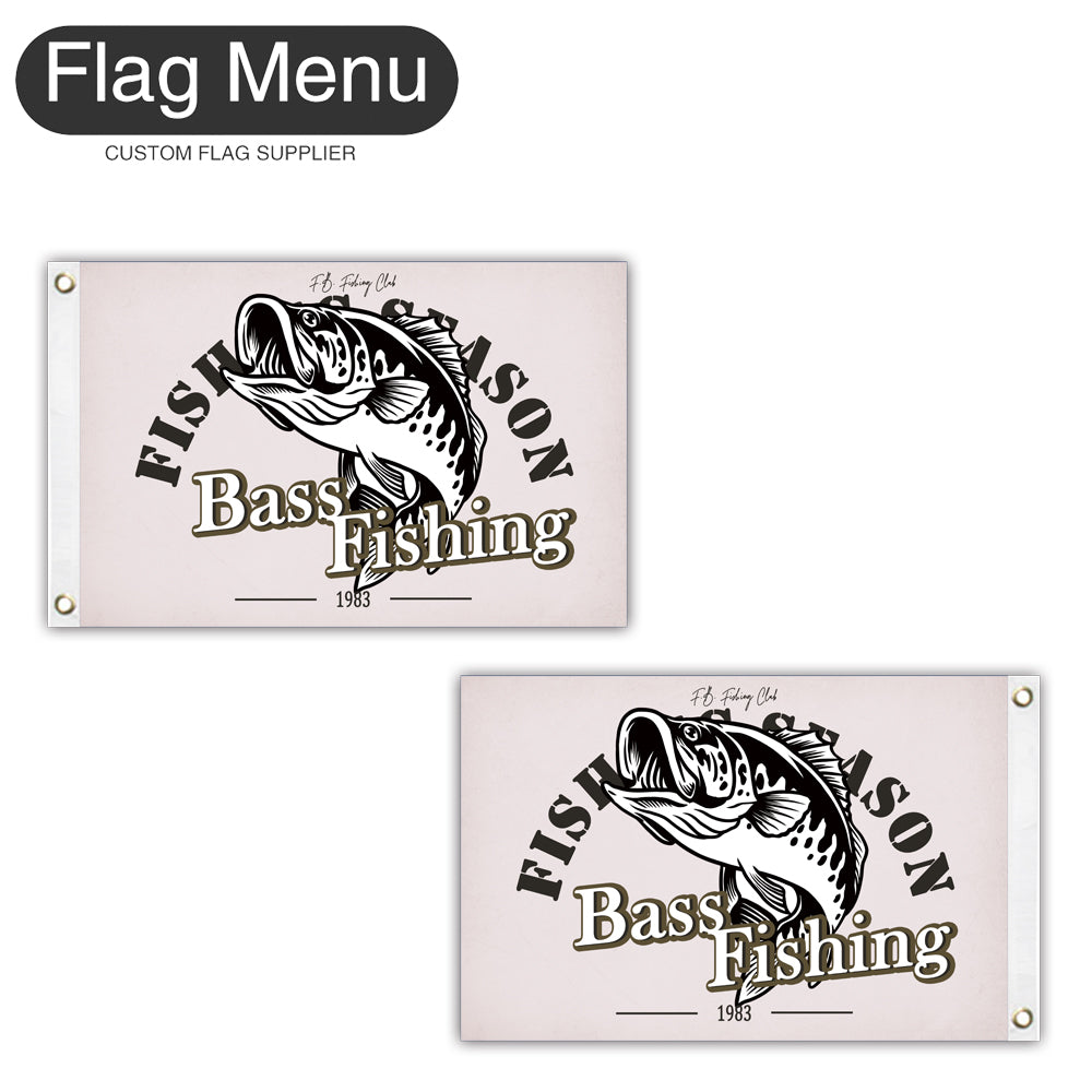 12"x18" Fishing Season Yacht Flag - Bass Fishing B-White-Two-Grommets-Flag Menu