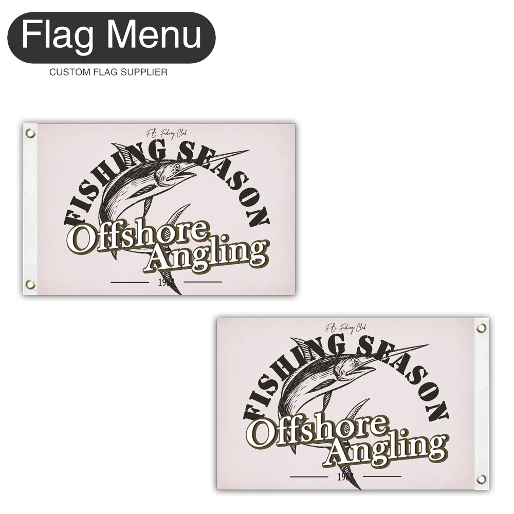 12"x18" Fishing Season Yacht Flag - Swordfish-White-Two-Grommets-Flag Menu