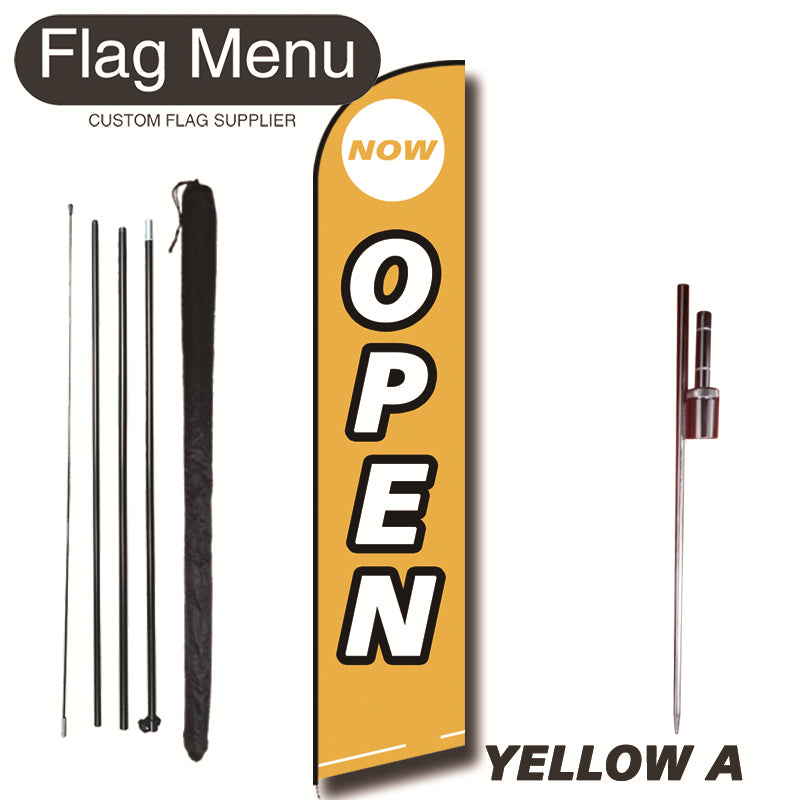 15ft Feather Flag Kit With Spike-OPEN-feather flag kit-FlagMenu-YELLOW A-Flag Menu