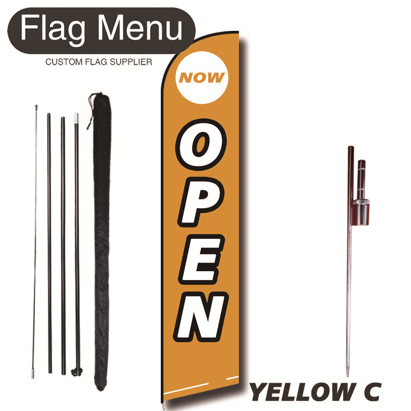 15ft Feather Flag Kit With Spike-OPEN-feather flag kit-FlagMenu-YELLOW C-Flag Menu