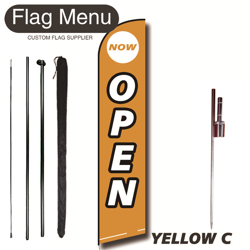 11.3ft Feather Flag Kit With Spike-OPEN-feather flag kit-FlagMenu-YELLOW C-Flag Menu