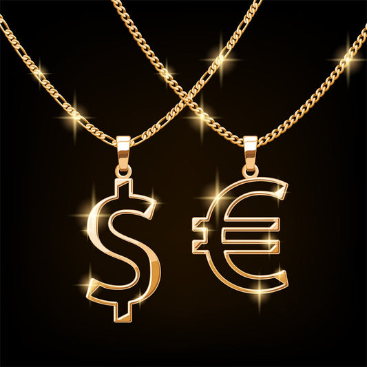 Gold Chain -$ € - Euro&Dollar - Illustration-Flag Menu