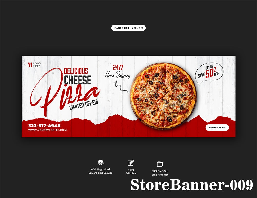 Store Banner Templates-Pizza Banner Outdoors-Flag Menu