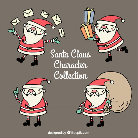 Handdraw Santa Claus Character Cillection-Flag Menu