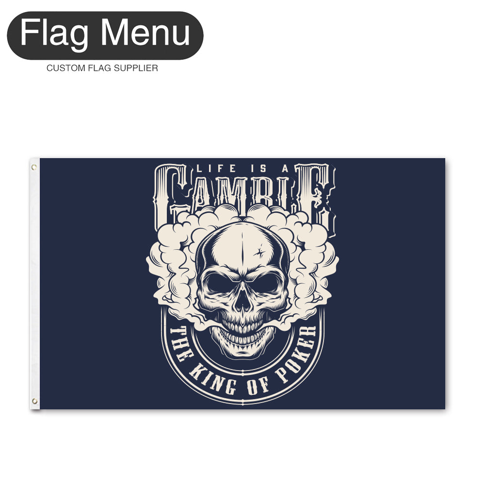 Regular Flag Of Skull - The King Of Poker-2'x3'-2 Grommets-Flag Menu