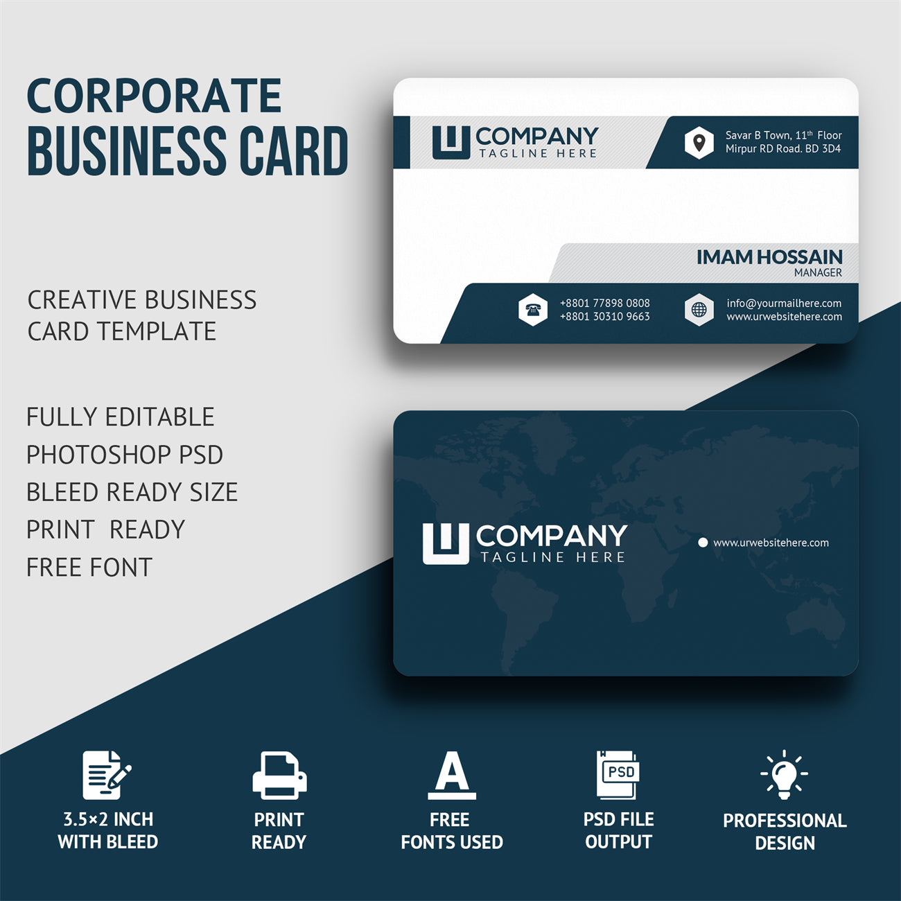 Regular Business Card - 1000 pcs-Flag Menu