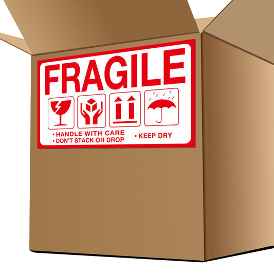 2"x3.5" Fragile/Upward Package Sticker - Reel - 500 Packs-Flag Menu