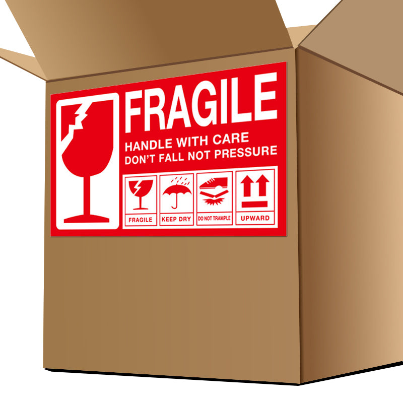 2.8"x5" Fragile/Upward Package Sticker - Reel - 500 Packs-Flag Menu