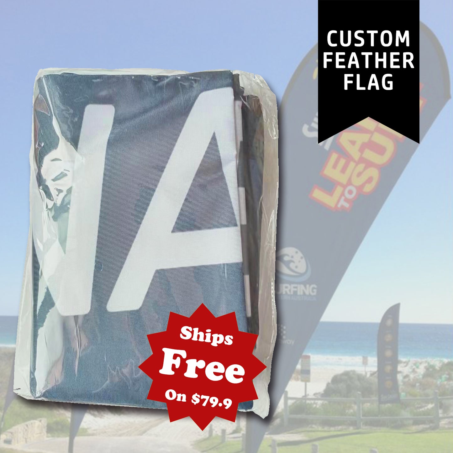 1.6X6.6ft Custom Sharkfin Flag-Double Sided-Flag Menu