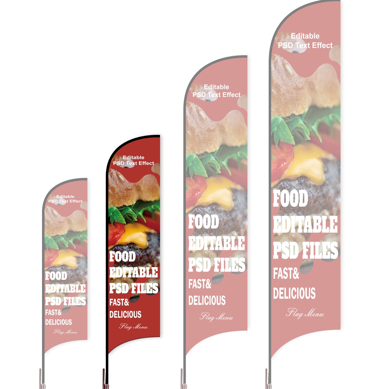 Sharkfin Flag - Doule Sided - Fastfood-M-Red A-Flag Menu