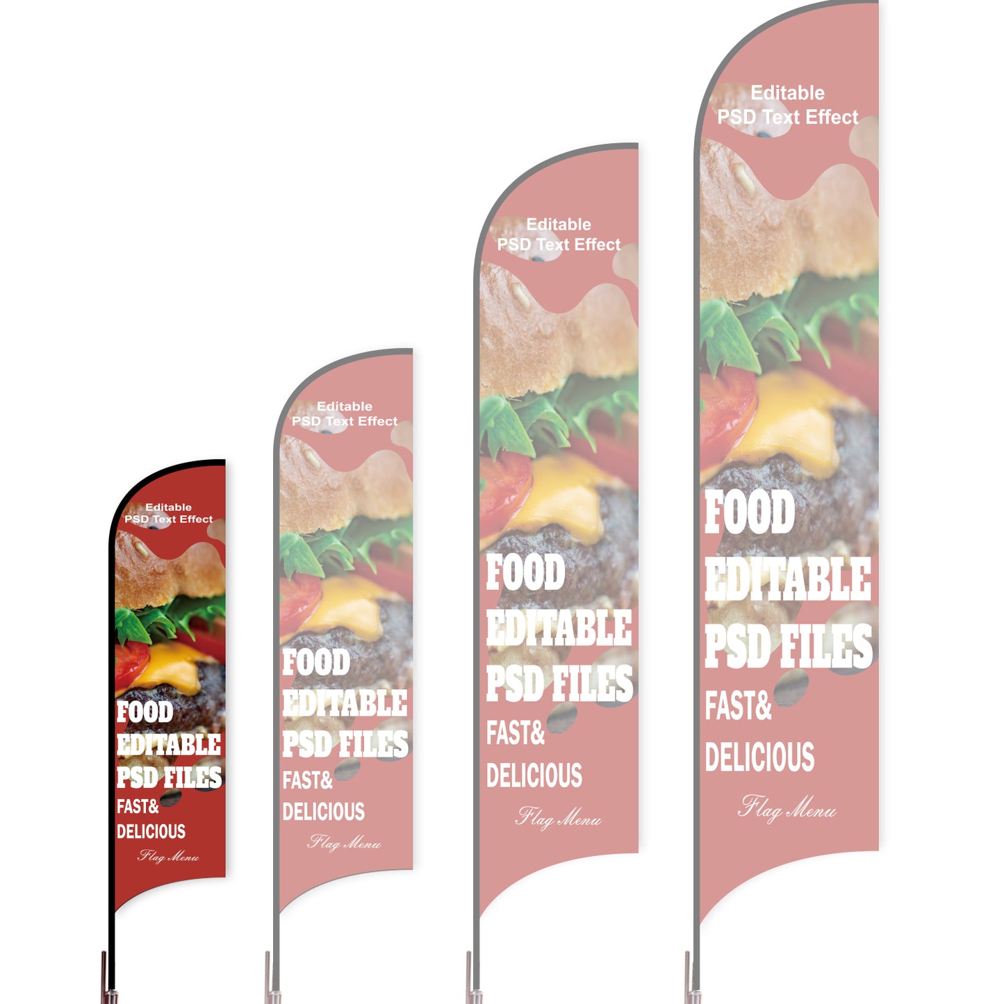 Sharkfin Flag - Doule Sided - Fastfood-S-Red A-Flag Menu